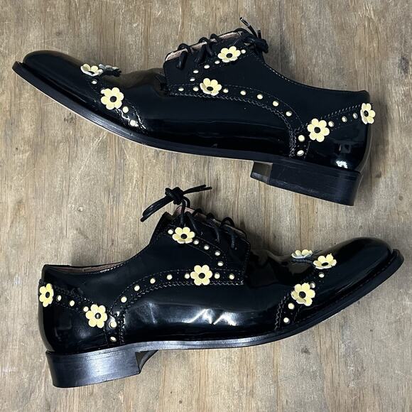 Vero Cuoio Daisy Lace Up Patent Leather Shoes 7 1/2 Womens 37 1/2 flats oxfords - Picture 5 of 10